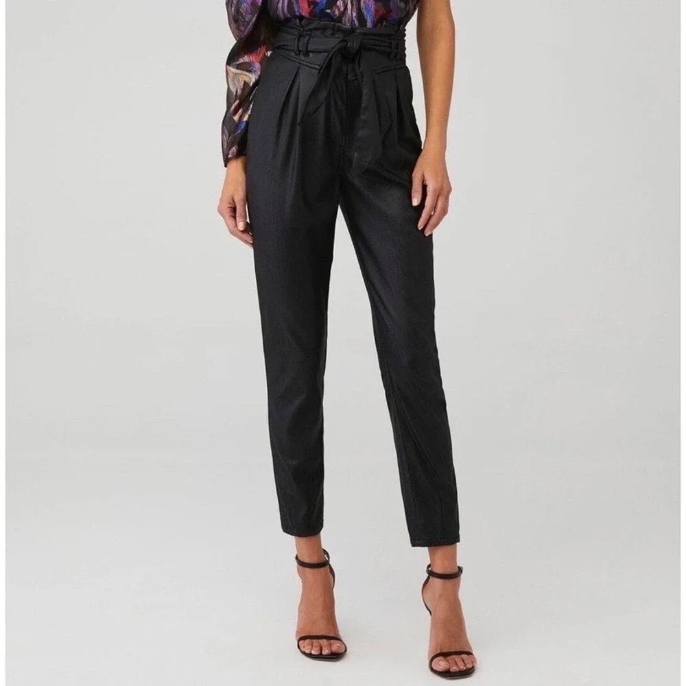 For Love & Lemons Faux Leather Tapered Pants M Black Edgy Sleek NO BELT READ*